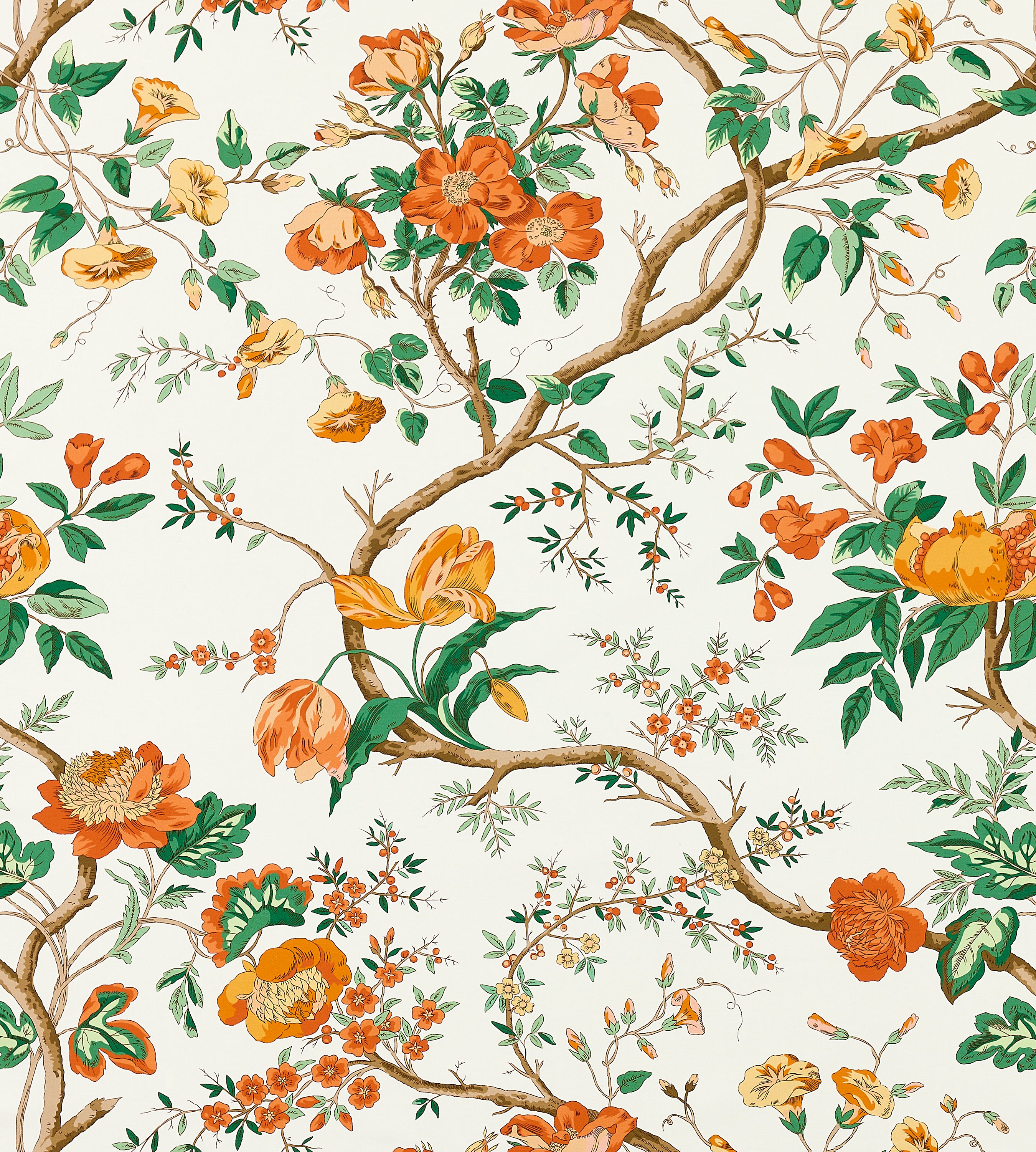 Scalamandre Persephone Print Persimmon Fabric Sample SC 000116651