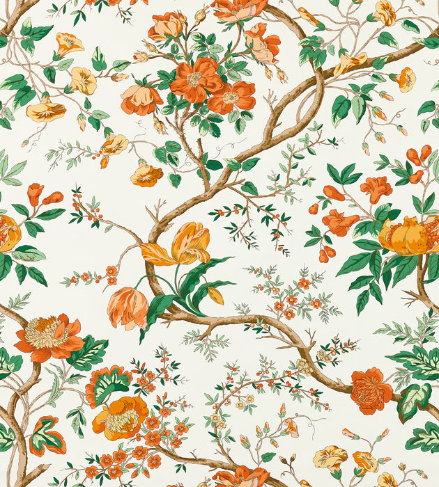 Scalamandre Persephone Print Persimmon Fabric SC 000116651