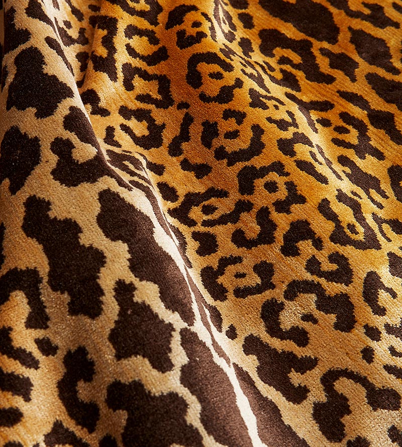 Scalamandre Leopardo Ivory, Gold & Black Fabric SC 000126168MM