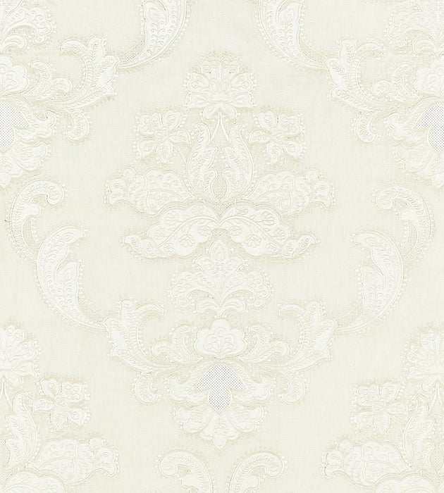 Scalamandre Cornelia Damask Embroidery Ivory Fabric SC 000127160