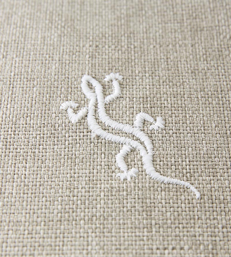 Scalamandre Gecko Embroidery - Outdoor Limestone Fabric SC 000127319