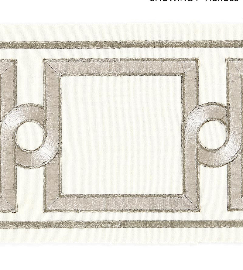 Scalamandre Square Link Embroidered Tape Platinum Trim Sample SC 0001T3287