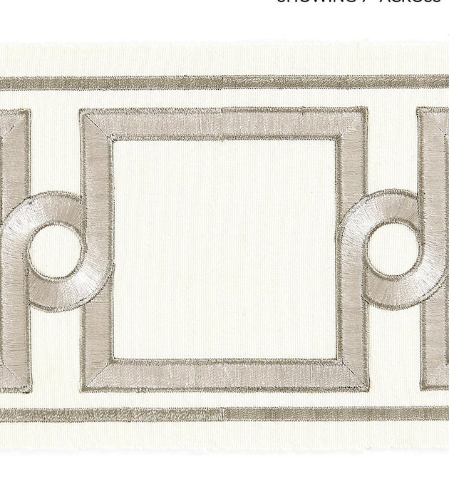 Scalamandre Square Link Embroidered Tape Platinum Trim Sample SC 0001T3287