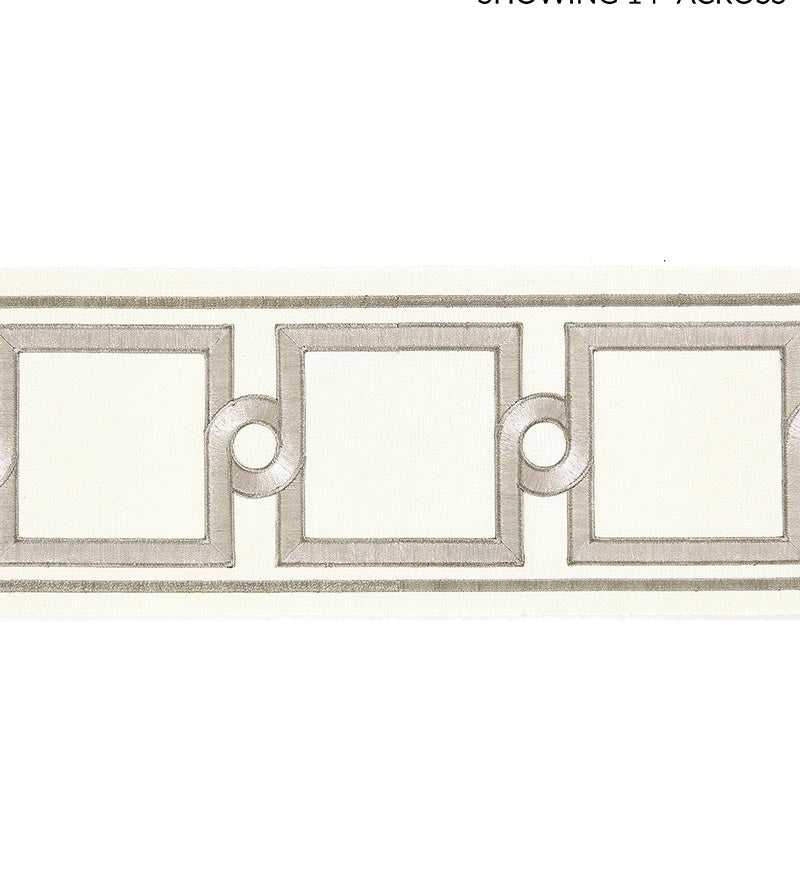 Scalamandre Square Link Embroidered Tape Platinum Trim Sample SC 0001T3287