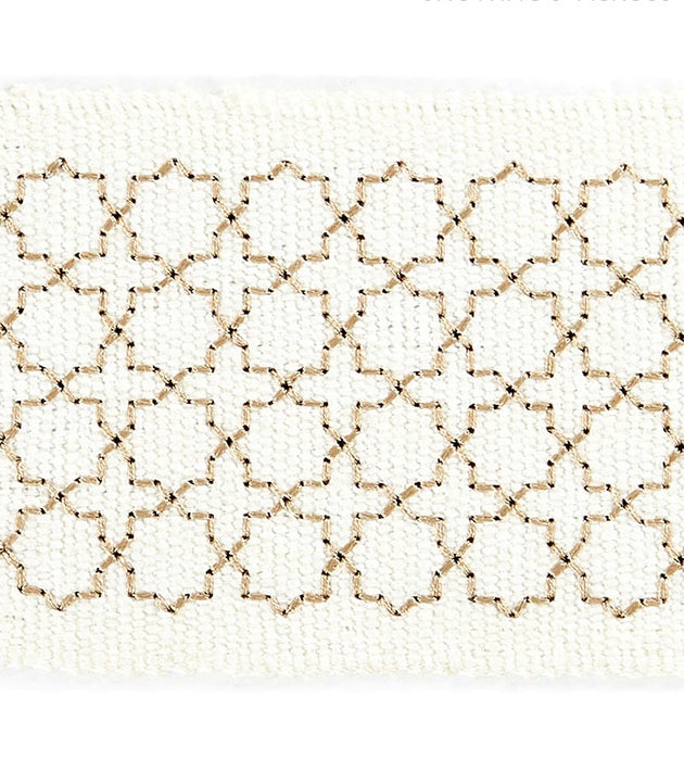 Scalamandre Seville Embroidered Tape Ivory Trim Sample SC 0001T3289