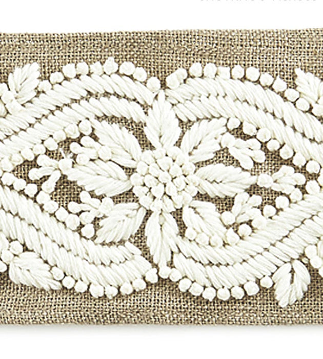 Scalamandre Linnea Embroidered Tape Flax Trim SC 0001T3298