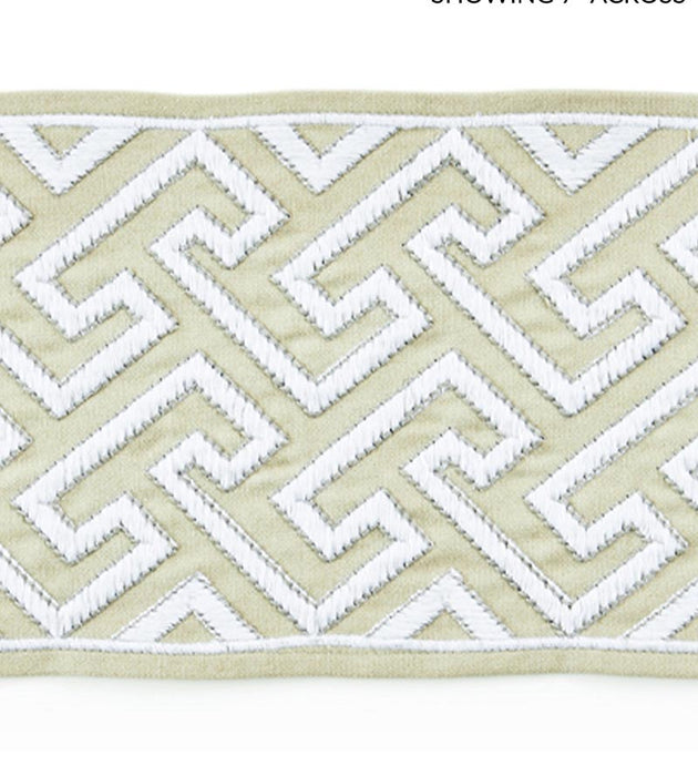 Scalamandre Labyrinth Embroidered Tape Sand Trim Sample SC 0001T3319