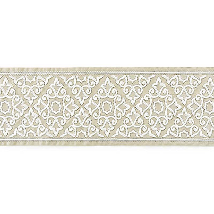 Scalamandre Ornamental Embroidered Tape Linen Trim Sample SC 0001T3320