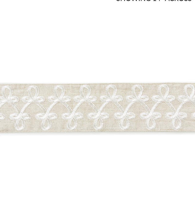 Scalamandre Empress Embroidered Tape Linen Trim Sample SC 0001T3321