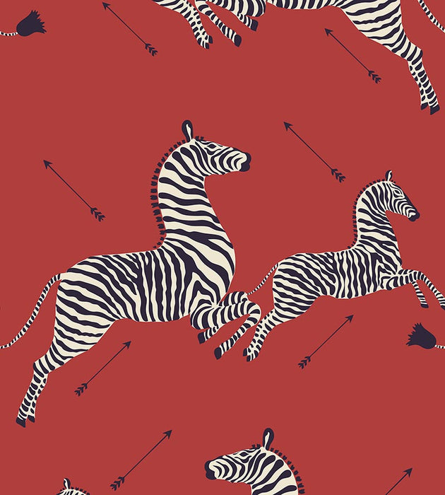 Scalamandre Zebras - Vinyl Masai Red Wallpaper SC 0001WP81388MV