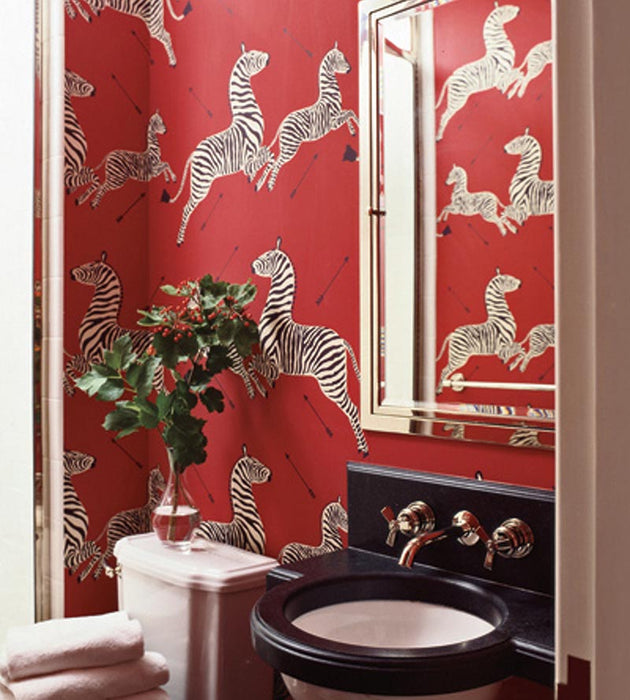 Scalamandre Zebras Masai Red Wallpaper SC 0001WP81388M