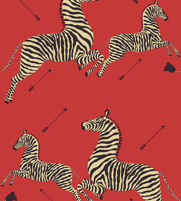 Scalamandre Zebras - Removable Masai Red Wallpaper Sample SC 0001WP81388PS