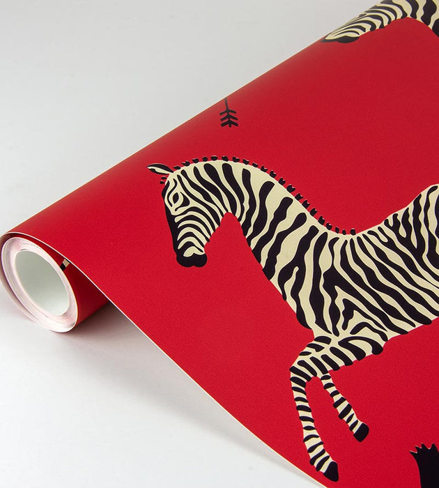 Scalamandre Zebras - Removable Masai Red Wallpaper Sample SC 0001WP81388PS