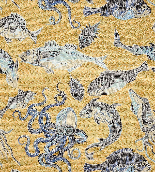 Scalamandre Mikonos Blue & Yellow Wallpaper Sample SC 0001WP81545