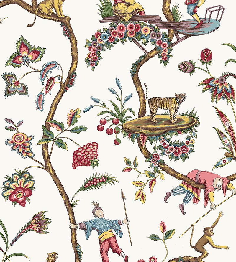 Scalamandre Chinoise Exotique White Wallpaper SC 0001WP81547