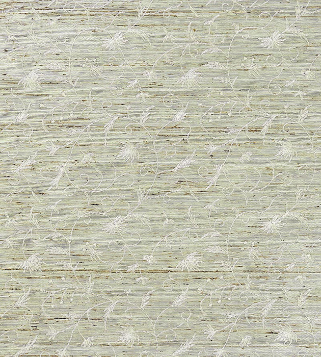 Scalamandre Olivia Embroidered Grasscloth Winter Wheat Wallpaper Sample SC 0001WP88384