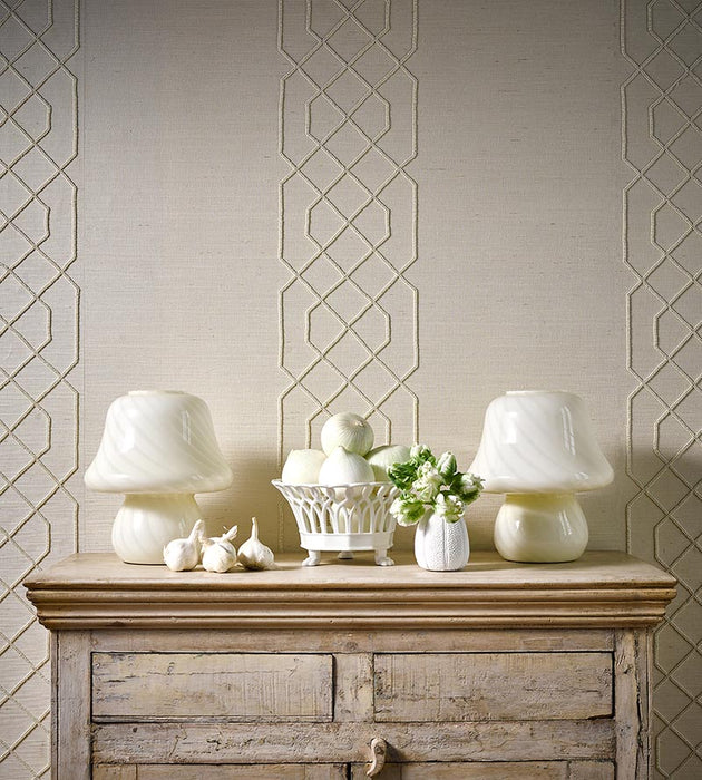 Scalamandre Adelaide Beaded Sisal Ivory Wallpaper Sample SC 0001WP88385