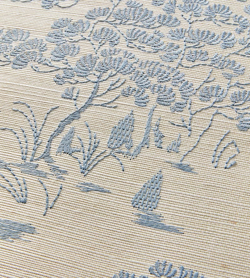 Scalamandre Katsura Embroidered Toile Sky Wallpaper SC 0001WP88445