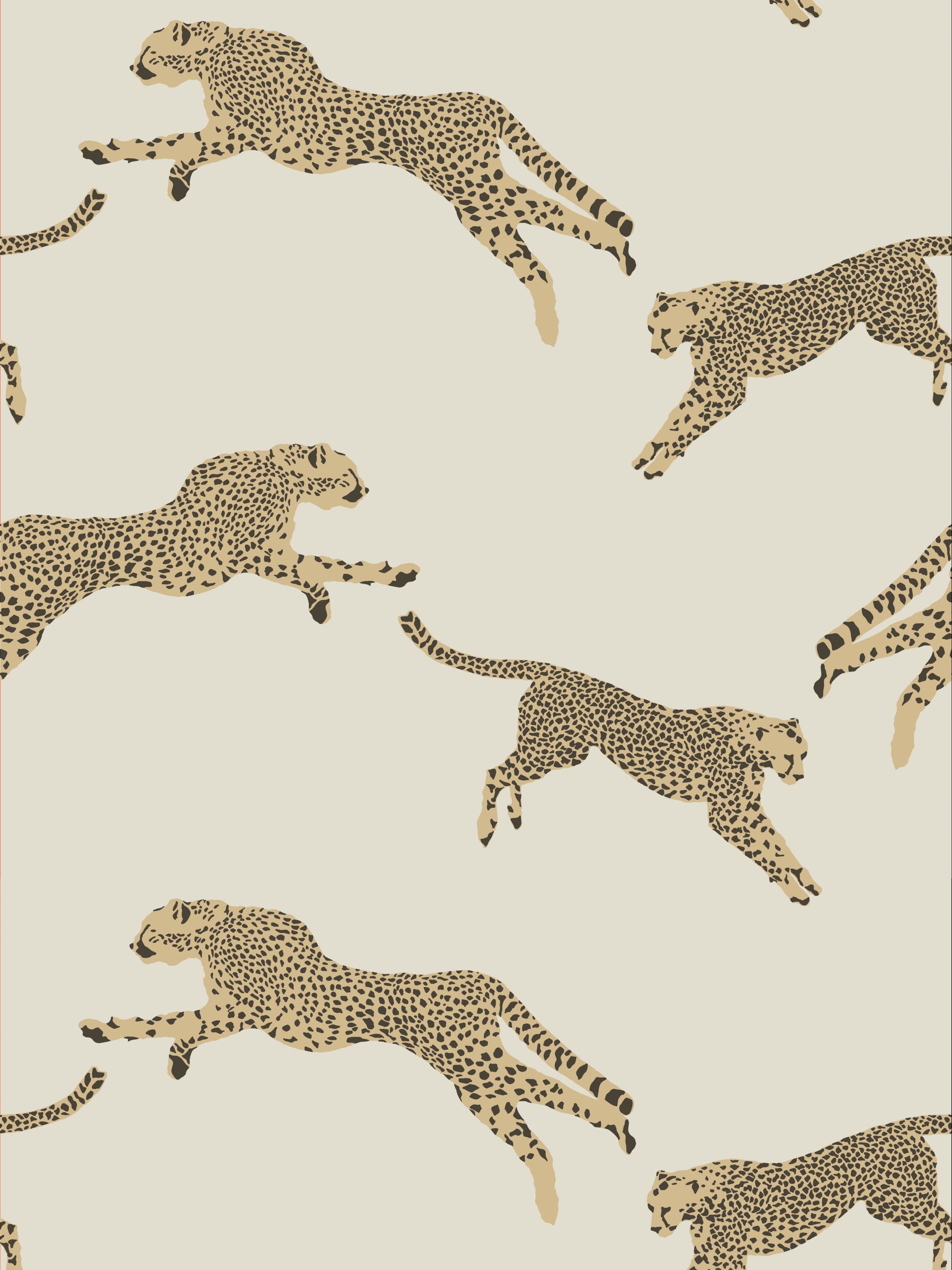 Scalamandre Leaping Cheetah Dune Wallpaper Sample SC 0001WP88449D