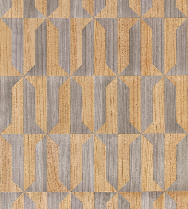 Scalamandre Mezzo - Wood Natural & Nickel Wallpaper Sample SC 0001WP88462