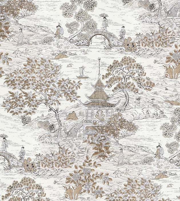 Scalamandre Satomi - Wallcovering Pewter Wallpaper Sample SC 0001WP88554