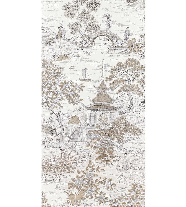 Scalamandre Satomi - Wallcovering Pewter Wallpaper Sample SC 0001WP88554