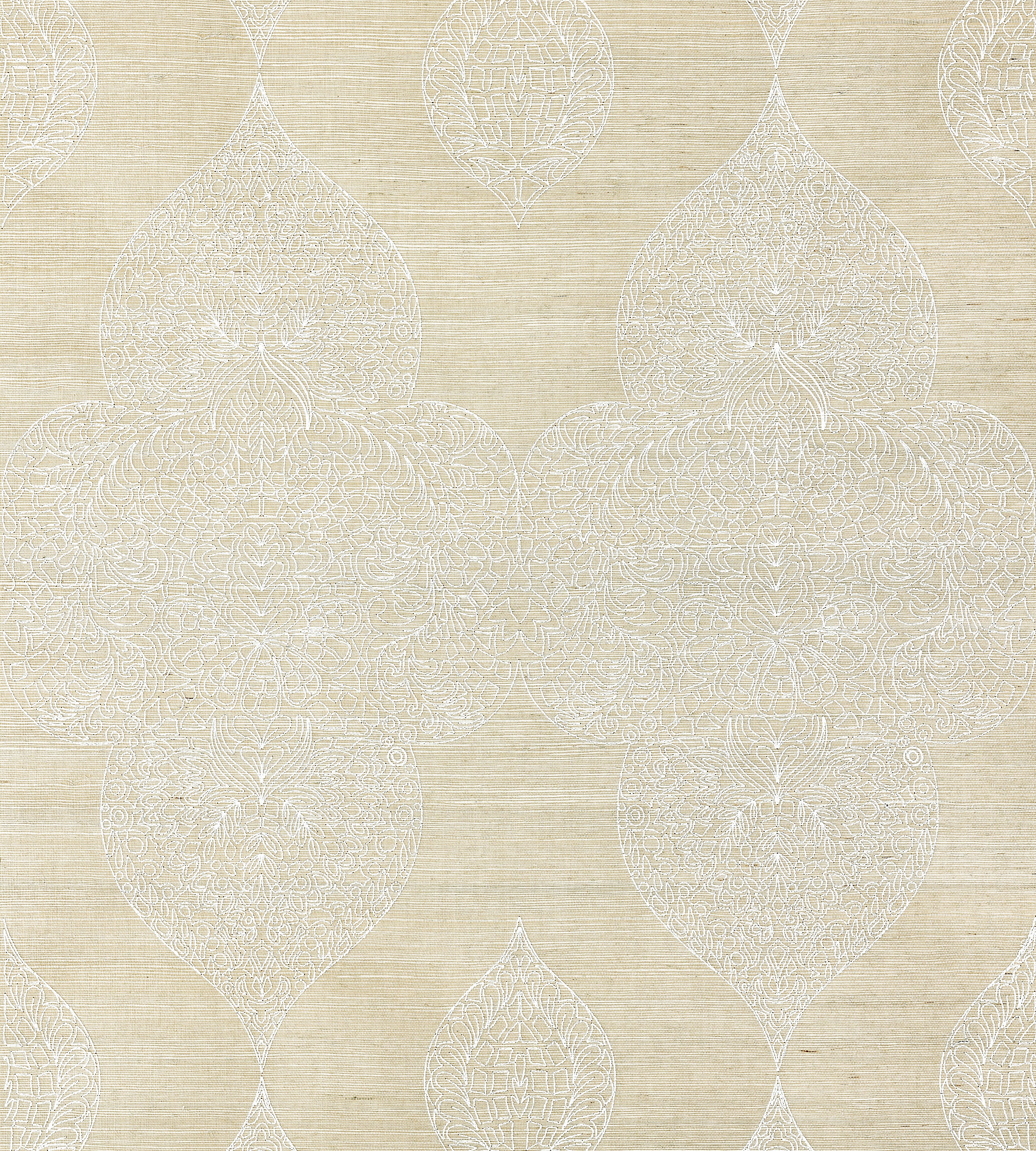 Scalamandre Taj Embroidered Sisal Chai Wallcovering Sample SC 0001WP88555