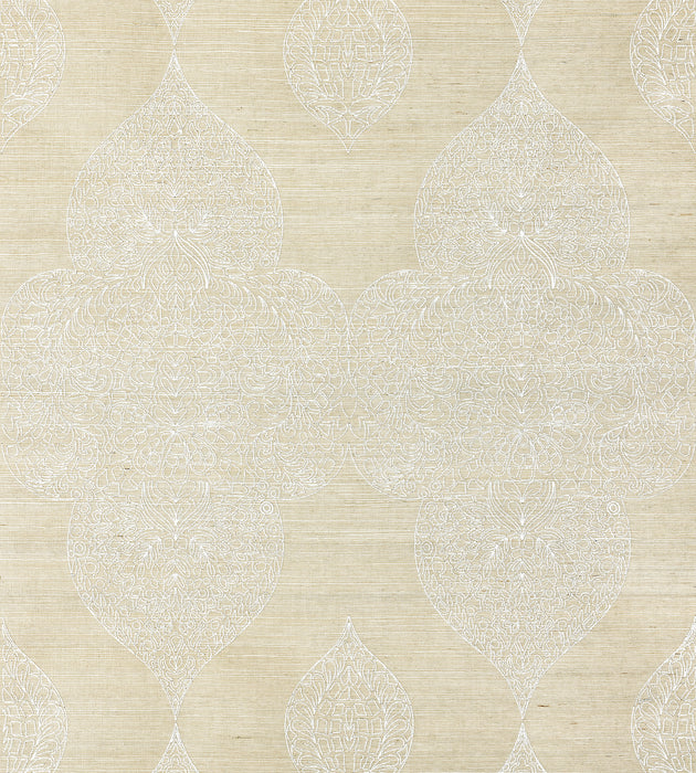 Scalamandre Taj Embroidered Sisal Chai Wallcovering Sample SC 0001WP88555