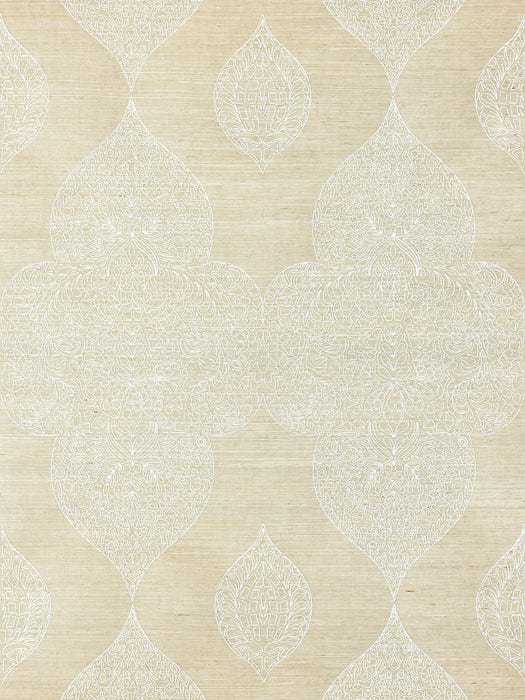 Scalamandre Taj Embroidered Sisal Chai Wallpaper SC 0001WP88555