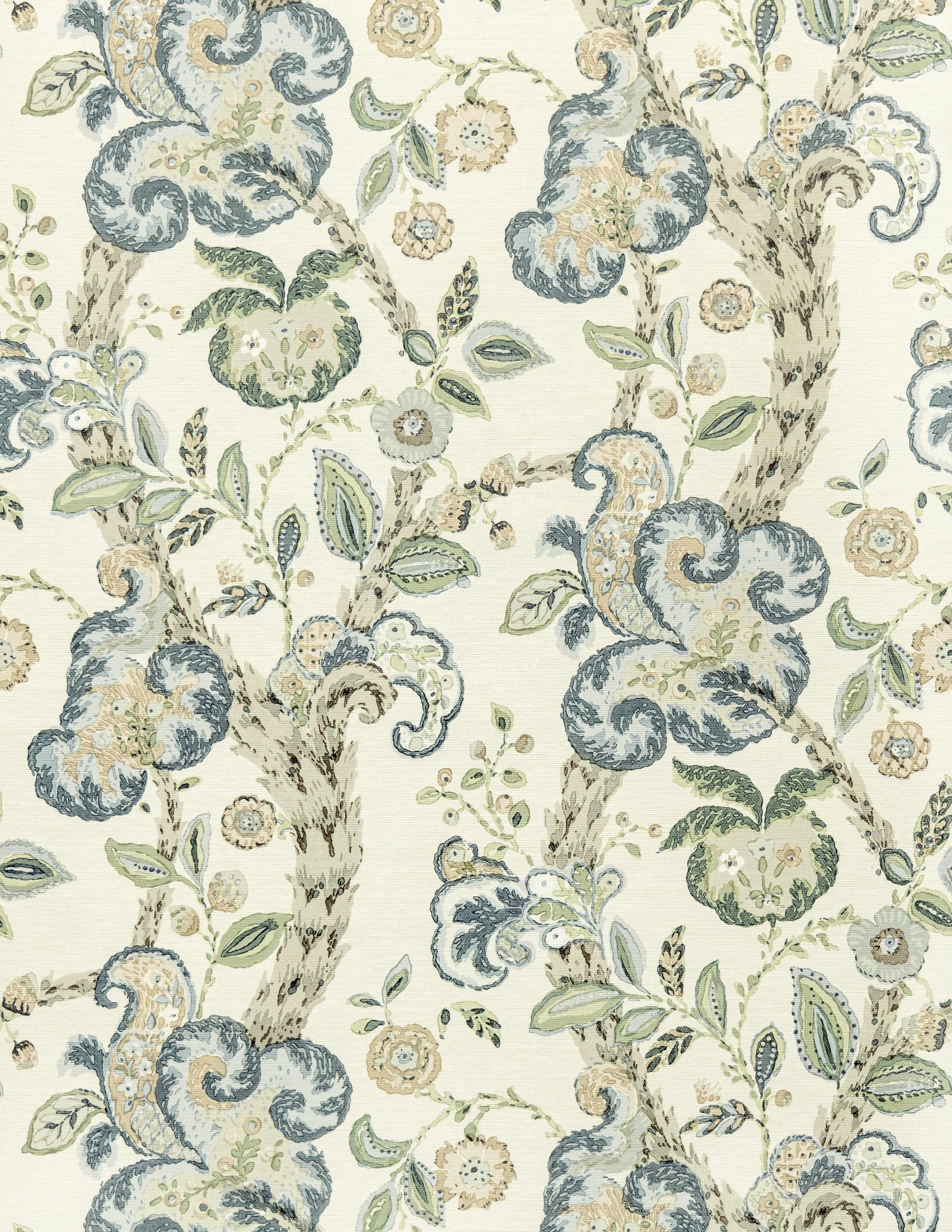 Scalamandre Cumbria Aquamarine On Ivory Wallpaper SC 0001WP88589