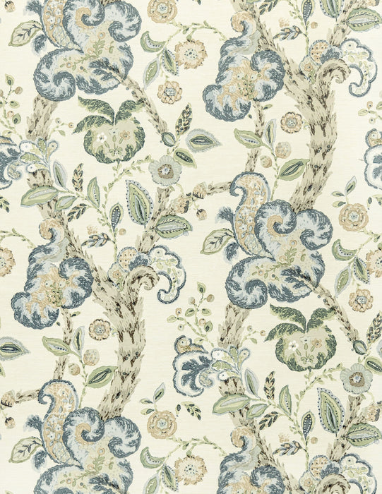 Scalamandre Cumbria Aquamarine On Ivory Wallpaper SC 0001WP88589