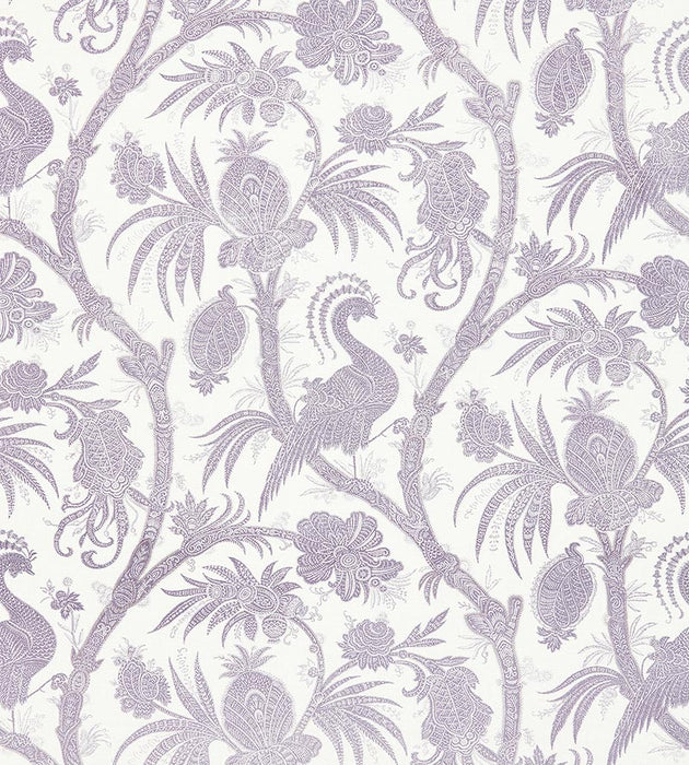 Scalamandre Balinese Peacock Linen Print Lavender Fabric SC 000216575