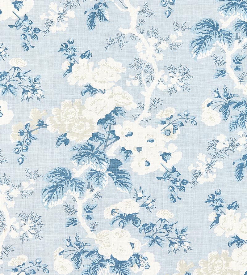 Scalamandre Ascot Linen Print Sky Fabric SC 000216602