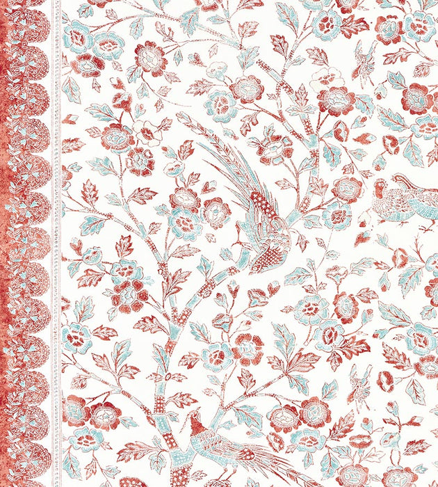 Scalamandre Anissa Print Coral Spice Fabric SC 000216625