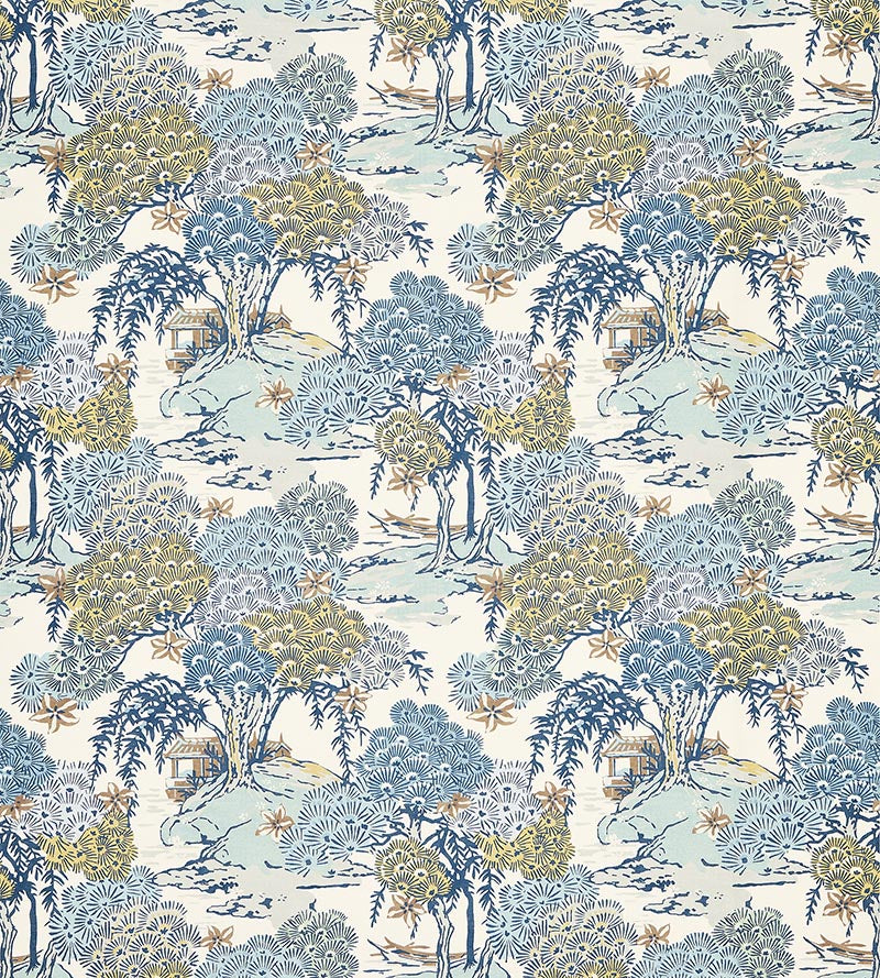 Scalamandre Sea Of Trees Print Blue Ridge Fabric SC 000216627