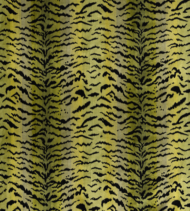 Scalamandre Tigre - Silk Greens & Black Fabric SC 000226167MM