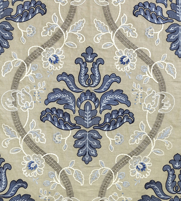 Scalamandre Isabella Embroidery Porcelain Fabric SC 000227033