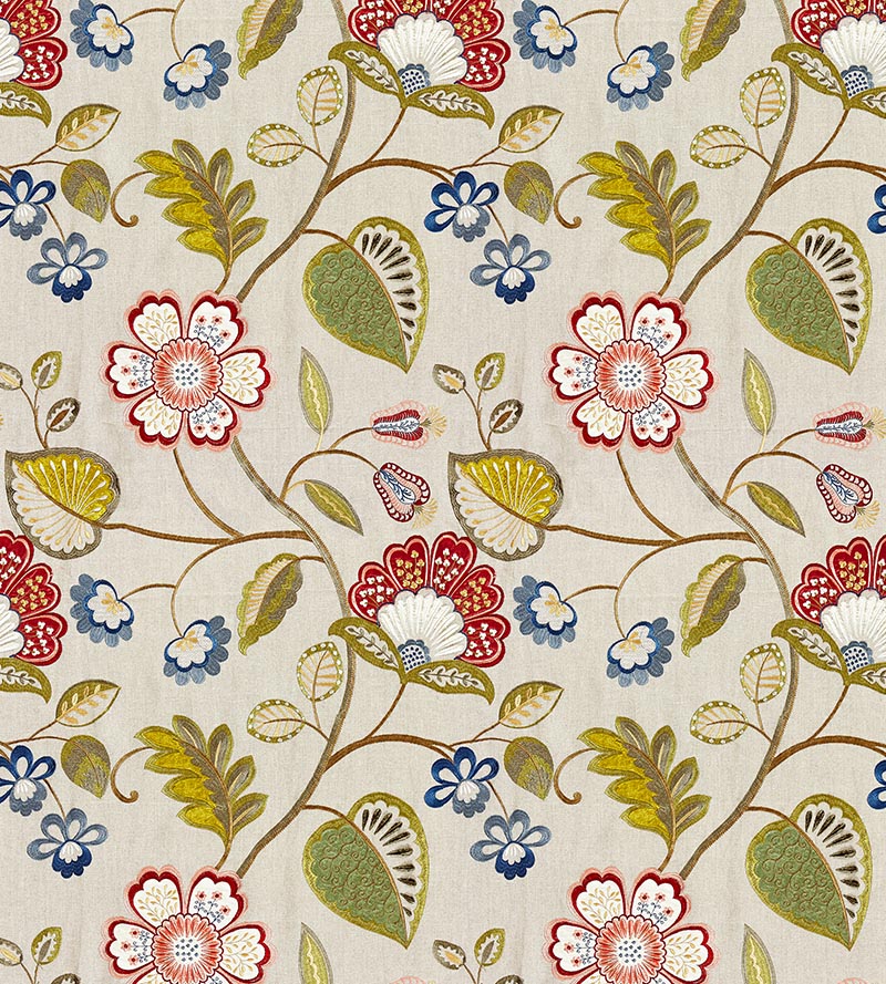 Scalamandre Willowood Embroidery Bloom Fabric SC 000227071