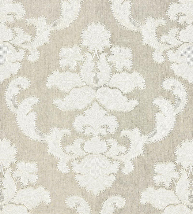 Scalamandre Cornelia Damask Embroidery Flax Fabric SC 000227160