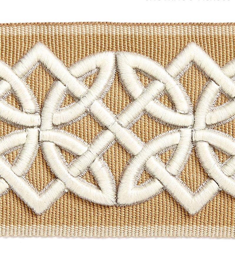 Scalamandre Celtic Embroidered Tape Camel Trim SC 0002T3282