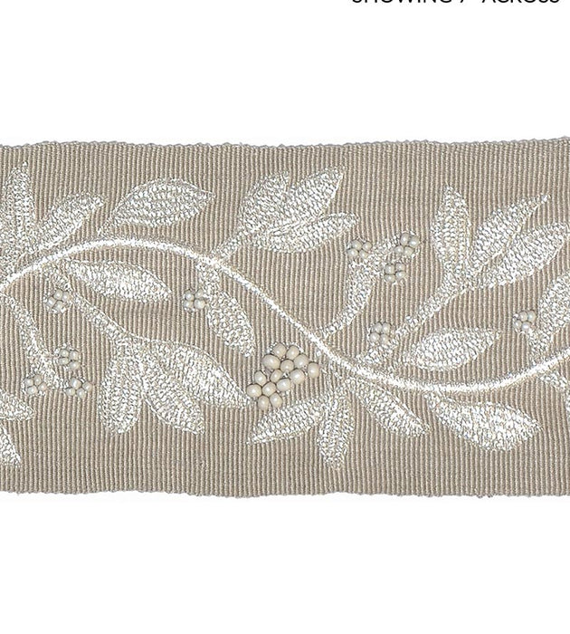 Scalamandre Laurel Embroidered Tape Flax Trim SC 0002T3292