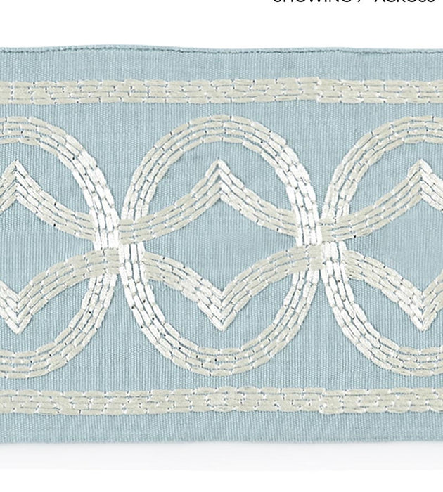 Scalamandre Athena Embroidered Tape Sky Trim Sample SC 0002T3305