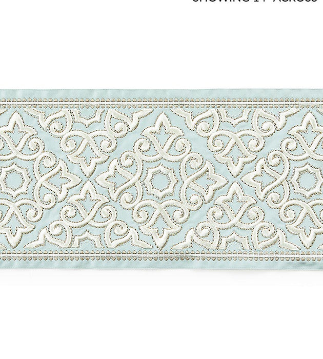 Scalamandre Ornamental Embroidered Tape Aquamarine Trim Sample SC 0002T3320