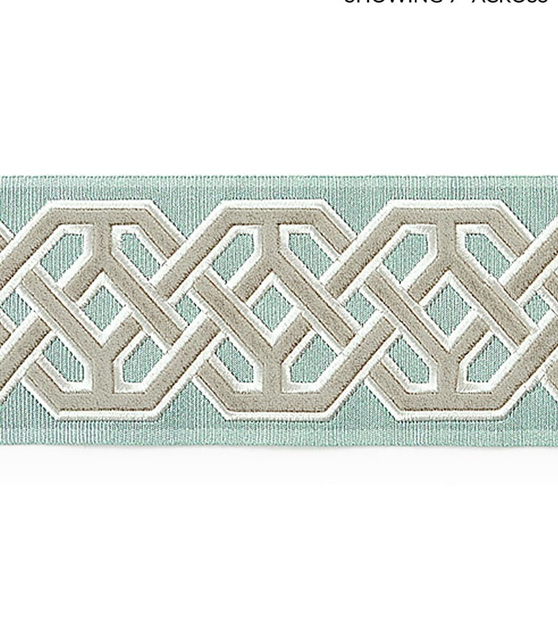 Scalamandre Beaufort Velvet Tape Aquamarine Trim Sample SC 0002T3322