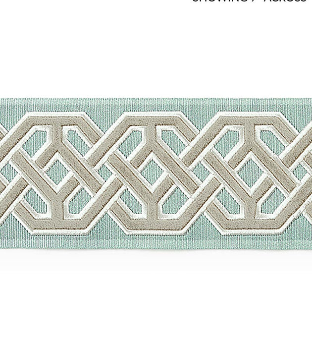 Scalamandre Beaufort Velvet Tape Aquamarine Trim Sample SC 0002T3322