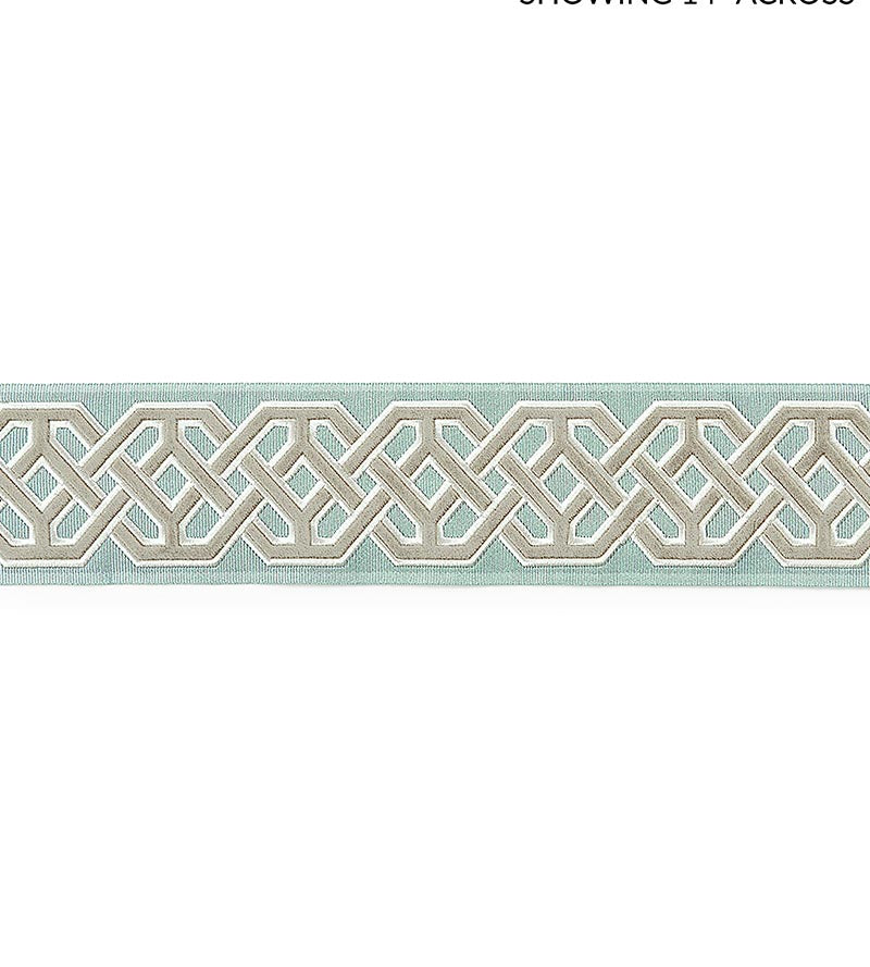 Scalamandre Beaufort Velvet Tape Aquamarine Trim Sample SC 0002T3322