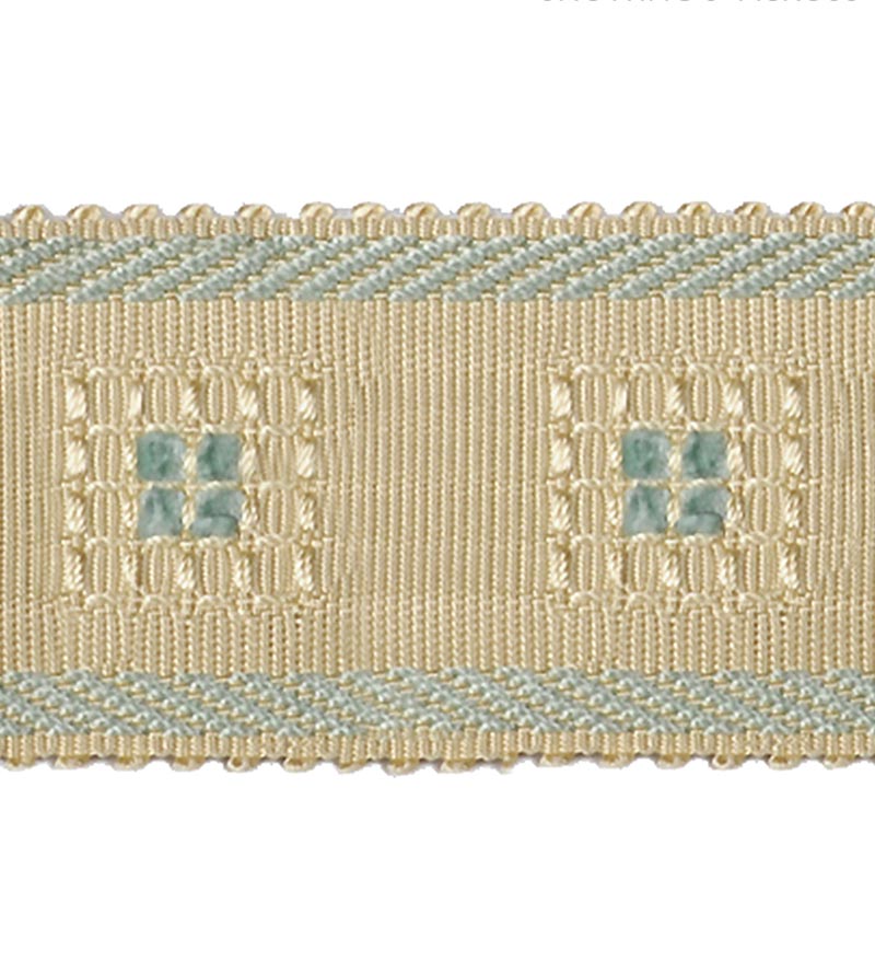 Scalamandre Sienese Braid Cream & Blue Trim Sample SC 0002V713M