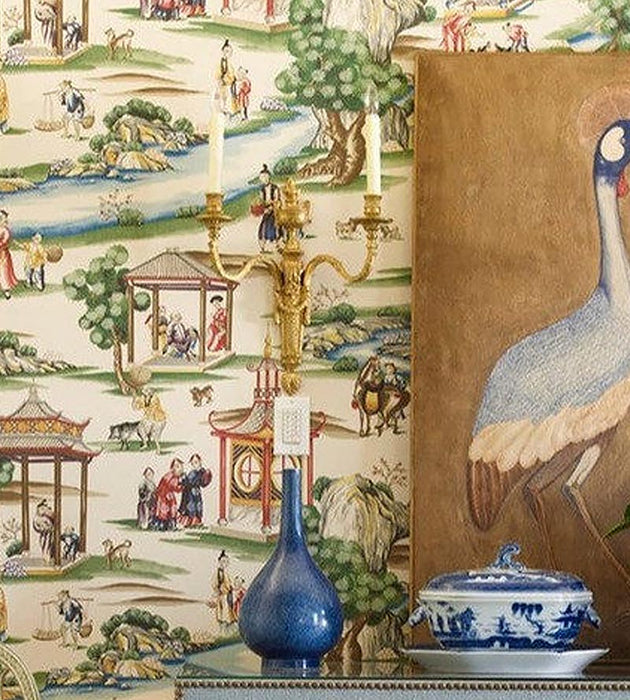 Scalamandre Shanghai Multi On Tea Stain Wallpaper SC 0002WP81584A