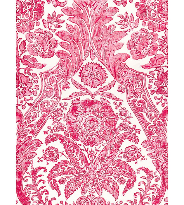 Scalamandre Luciana Damask Print Raspberry Wallpaper Sample SC 0002WP88354