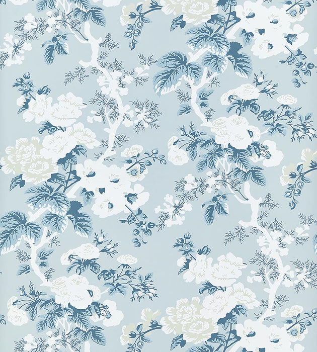 Scalamandre Ascot Floral Print Sky Wallpaper Sample SC 0002WP88372